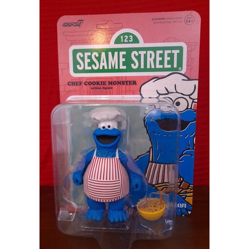 Sesame Street Chef Cookie Monster Super7 Reaction Action Figure